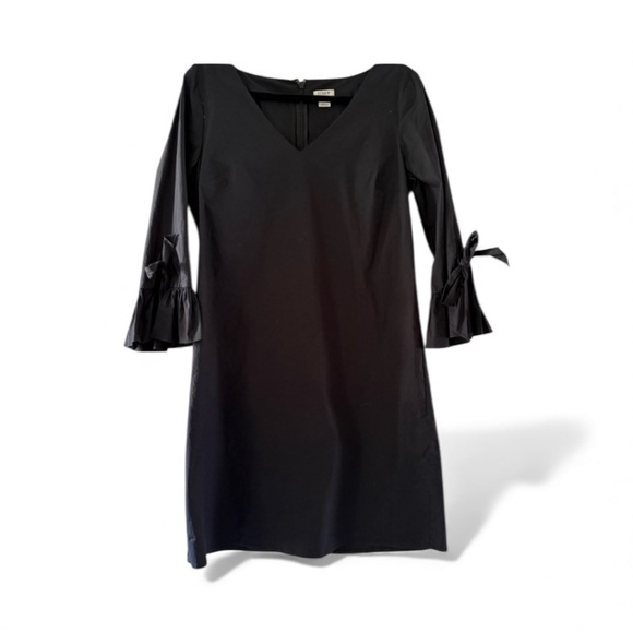 3 for $30 - J. Crew Black Ruffle Sleeve Tie Midi Dress - Picture 3 of 3